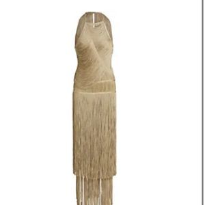Metallic Gold fringe Herve leger dress